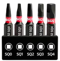 Набор бит ударных SQ 25 мм Impact SGS SGS6325SQ0-SQ4, сталь S2, 5 шт